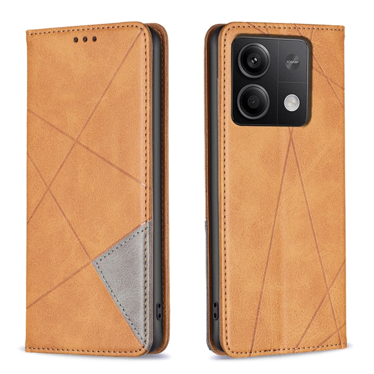For Xiaomi Redmi Note 13 Rhombus Texture Magnetic Leather Phone Case(Yellow) - Xiaomi Cases by PMC TechLife | Online Shopping South Africa | PMC TechLife | Buy Now Pay Later Mobicred
