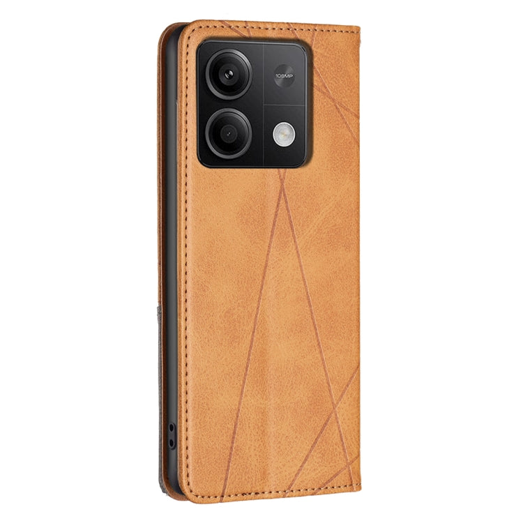 For Xiaomi Redmi Note 13 Rhombus Texture Magnetic Leather Phone Case(Yellow) - Xiaomi Cases by PMC TechLife | Online Shopping South Africa | PMC TechLife | Buy Now Pay Later Mobicred