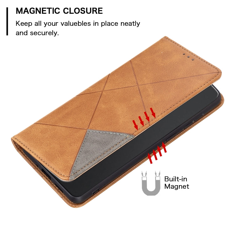 For Xiaomi Redmi Note 13 Rhombus Texture Magnetic Leather Phone Case(Yellow) - Xiaomi Cases by PMC TechLife | Online Shopping South Africa | PMC TechLife | Buy Now Pay Later Mobicred