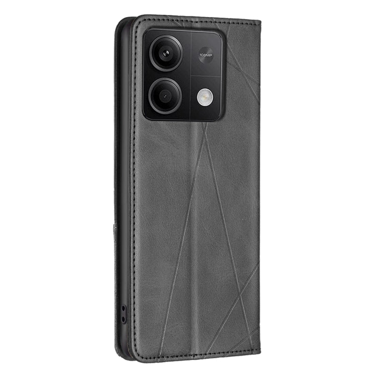 For Xiaomi Redmi Note 13 Rhombus Texture Magnetic Leather Phone Case(Black) - Xiaomi Cases by PMC TechLife | Online Shopping South Africa | PMC TechLife | Buy Now Pay Later Mobicred