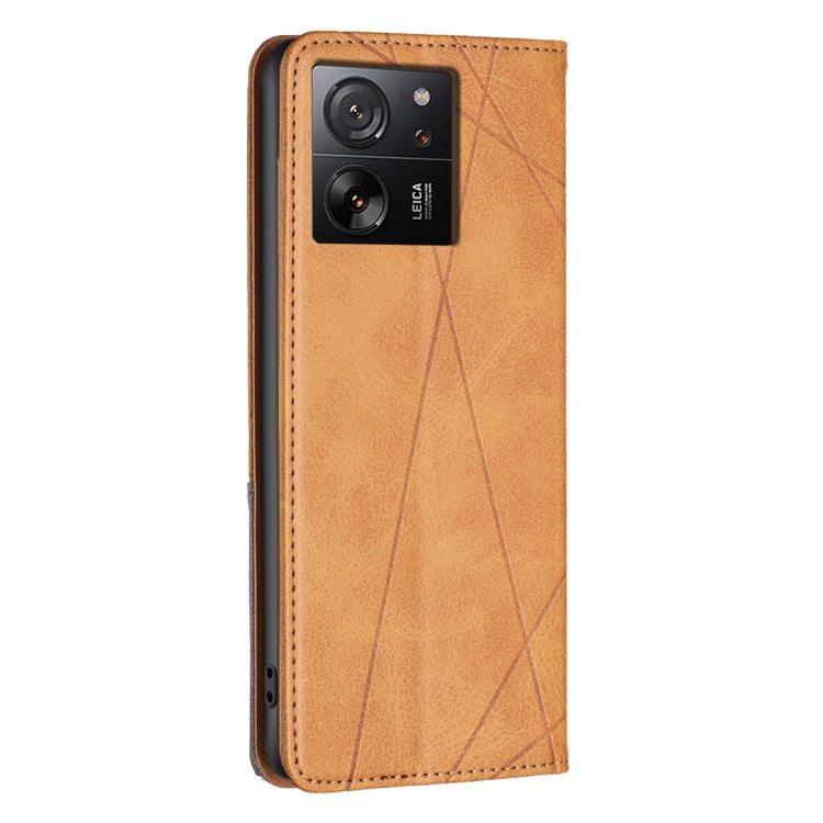 For Xiaomi 13T / 13T Pro / Redmi K60 Ultra Rhombus Texture Magnetic Leather Phone Case(Yellow) - Redmi K60 Ultra Cases by PMC TechLife | Online Shopping South Africa | PMC TechLife | Buy Now Pay Later Mobicred