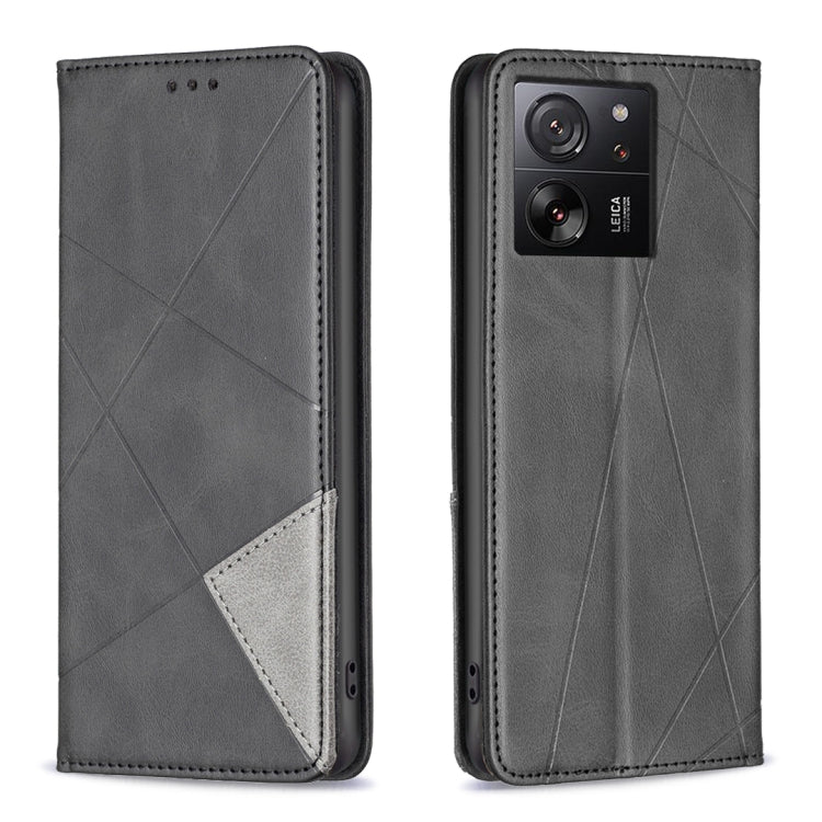 For Xiaomi 13T / 13T Pro / Redmi K60 Ultra Rhombus Texture Magnetic Leather Phone Case(Black) - Redmi K60 Ultra Cases by PMC TechLife | Online Shopping South Africa | PMC TechLife | Buy Now Pay Later Mobicred