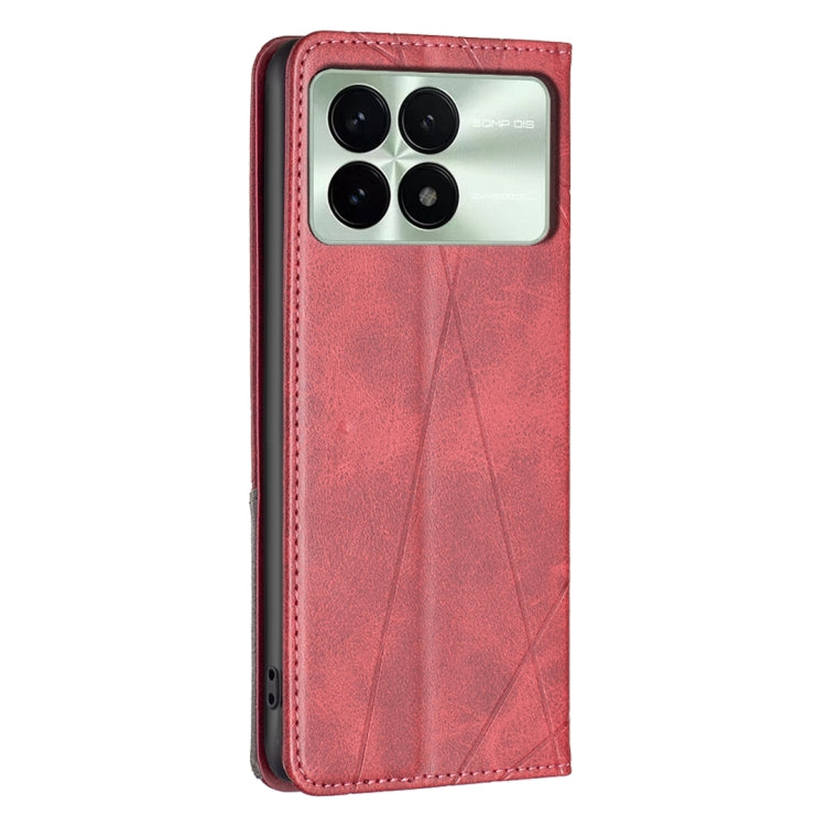 For Xiaomi Redmi K70E Rhombus Texture Magnetic Leather Phone Case(Red) - Xiaomi Cases by PMC TechLife | Online Shopping South Africa | PMC TechLife | Buy Now Pay Later Mobicred