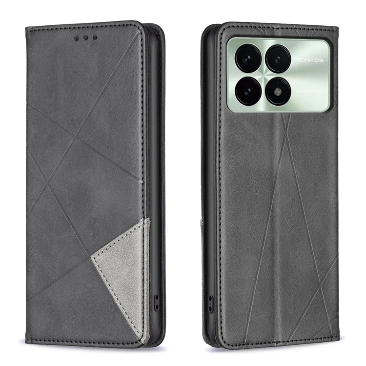 For Xiaomi Redmi K70E Rhombus Texture Magnetic Leather Phone Case(Black) - Xiaomi Cases by PMC TechLife | Online Shopping South Africa | PMC TechLife | Buy Now Pay Later Mobicred