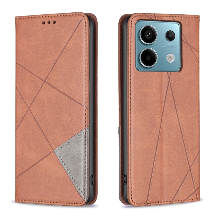 For Xiaomi Redmi Note 13 Pro 4G Global Rhombus Texture Magnetic Leather Phone Case(Brown) - free shipping - PMC TechLife - Order now!