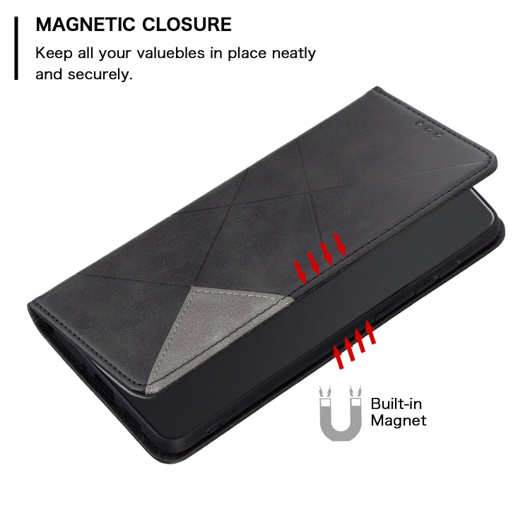 For Xiaomi Redmi Note 13 Pro 4G Global Rhombus Texture Magnetic Leather Phone Case(Black) - Note 13 Pro Cases by PMC TechLife | Online Shopping South Africa | PMC TechLife | Buy Now Pay Later Mobicred