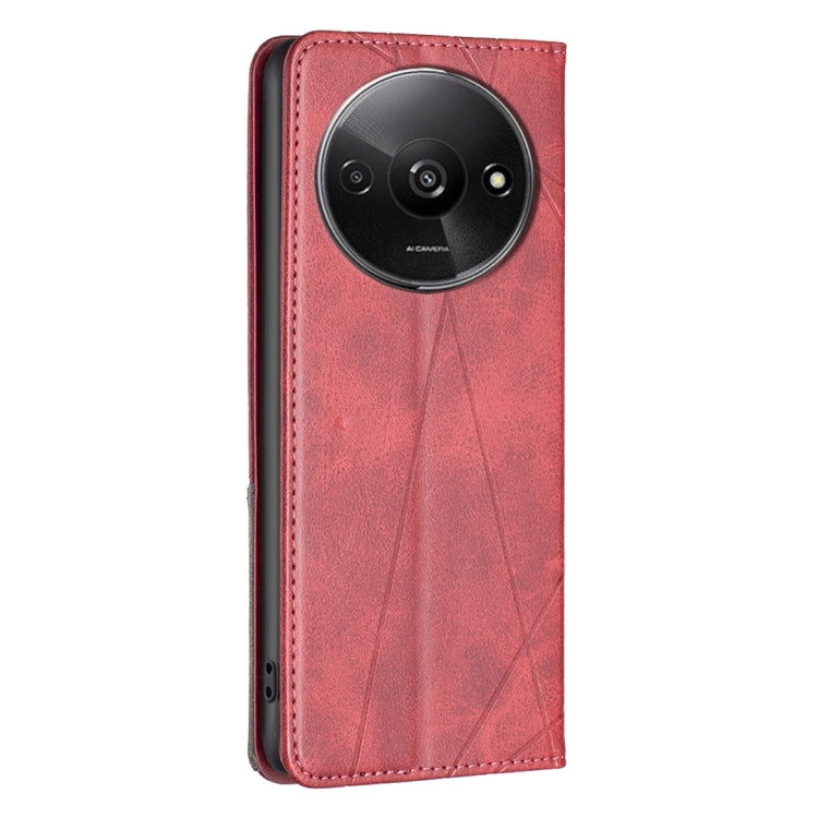 For Xiaomi Redmi A3 Rhombus Texture Magnetic Leather Phone Case(Red) - Xiaomi Cases by PMC TechLife | Online Shopping South Africa | PMC TechLife | Buy Now Pay Later Mobicred