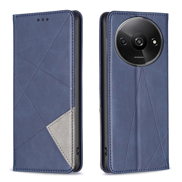 For Xiaomi Redmi A3 Rhombus Texture Magnetic Leather Phone Case(Blue) - Xiaomi Cases by PMC TechLife | Online Shopping South Africa | PMC TechLife | Buy Now Pay Later Mobicred
