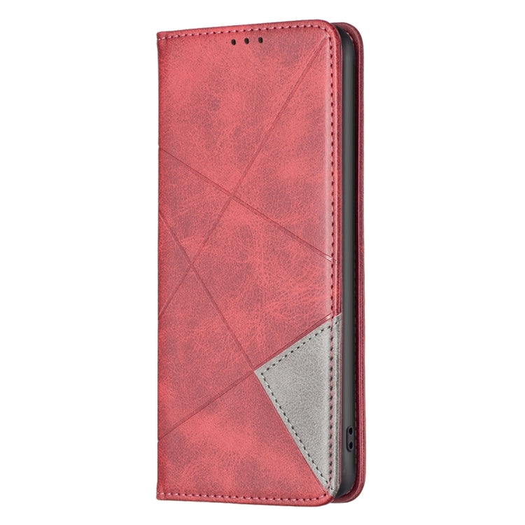 For Xiaomi Poco M6 Pro 4G Rhombus Texture Magnetic Leather Phone Case(Red) - Xiaomi Cases by PMC TechLife | Online Shopping South Africa | PMC TechLife | Buy Now Pay Later Mobicred
