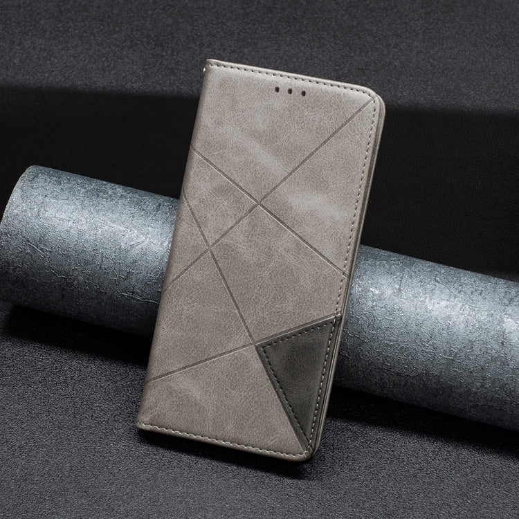 For Xiaomi Poco M6 Pro 4G Rhombus Texture Magnetic Leather Phone Case(Grey) - Xiaomi Cases by PMC TechLife | Online Shopping South Africa | PMC TechLife | Buy Now Pay Later Mobicred