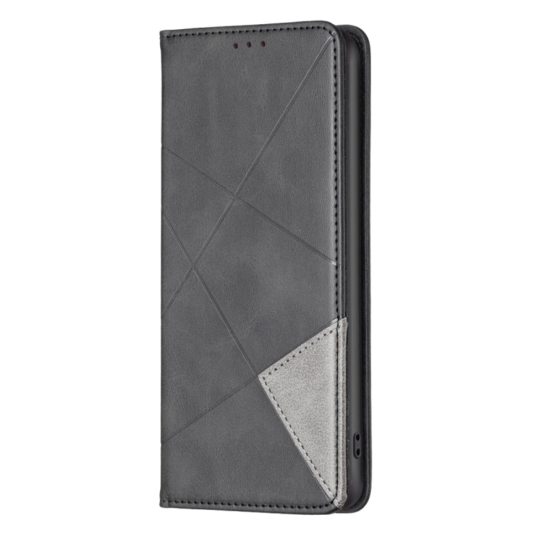 For Xiaomi Poco M6 Pro 4G Rhombus Texture Magnetic Leather Phone Case(Black) - Xiaomi Cases by PMC TechLife | Online Shopping South Africa | PMC TechLife | Buy Now Pay Later Mobicred
