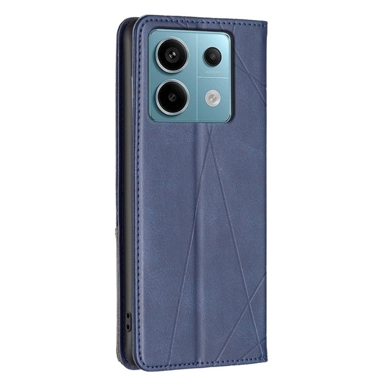 For Xiaomi Poco M6 Pro 4G Rhombus Texture Magnetic Leather Phone Case(Blue) - Xiaomi Cases by PMC TechLife | Online Shopping South Africa | PMC TechLife | Buy Now Pay Later Mobicred