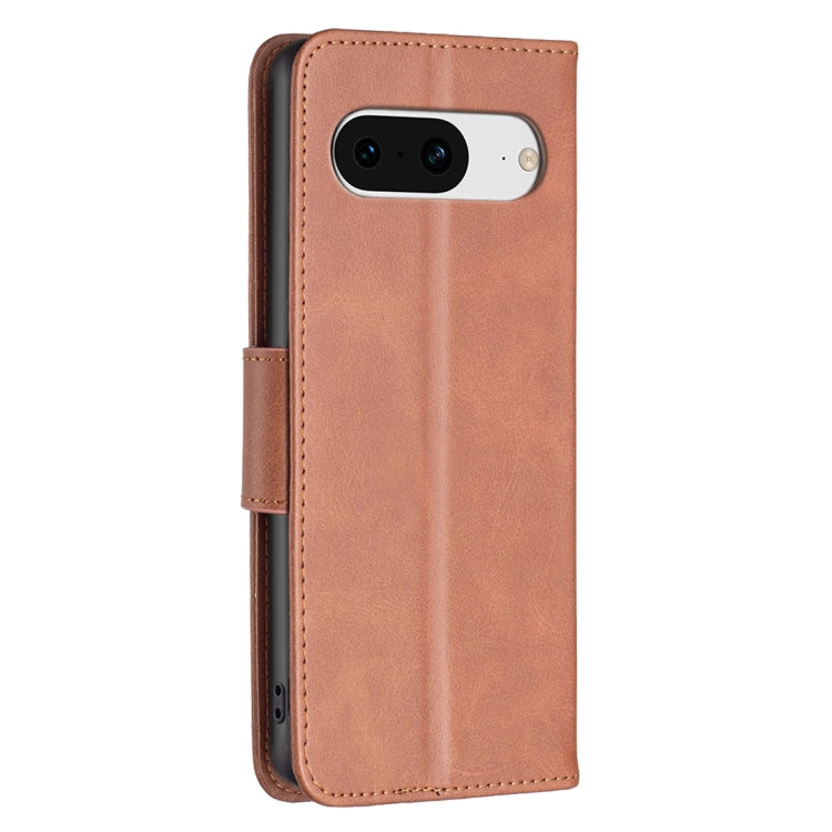 For Google Pixel 8 Lambskin Texture Pure Color Flip Leather Phone Case(Brown) - Google Cases by PMC TechLife | Online Shopping South Africa | PMC TechLife | Buy Now Pay Later Mobicred
