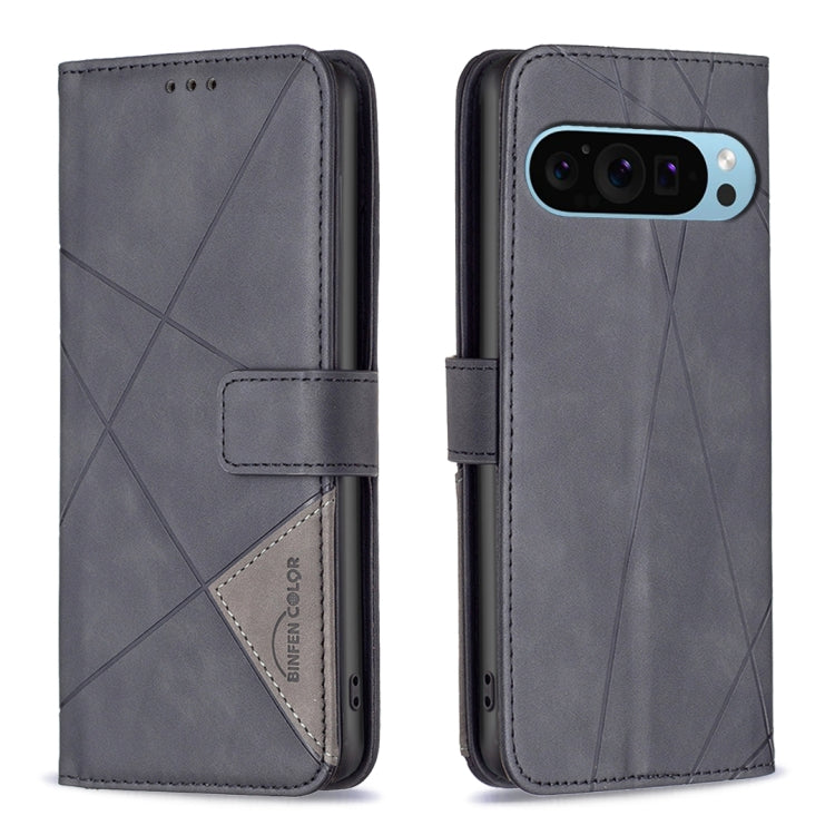 For Google Pixel 9 Pro Magnetic Buckle Rhombus Texture Leather Phone Case(Black) - Google Cases by PMC TechLife | Online Shopping South Africa | PMC TechLife | Buy Now Pay Later Mobicred