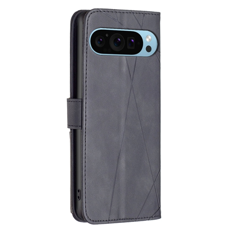 For Google Pixel 9 Pro Magnetic Buckle Rhombus Texture Leather Phone Case(Black) - Google Cases by PMC TechLife | Online Shopping South Africa | PMC TechLife | Buy Now Pay Later Mobicred