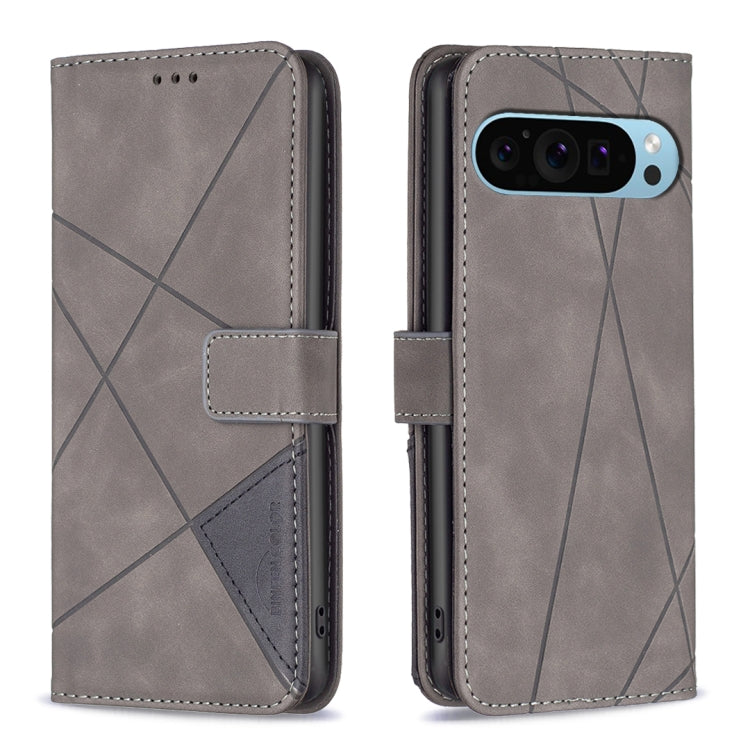 For Google Pixel 9 Pro Magnetic Buckle Rhombus Texture Leather Phone Case(Grey) - Google Cases by PMC TechLife | Online Shopping South Africa | PMC TechLife | Buy Now Pay Later Mobicred