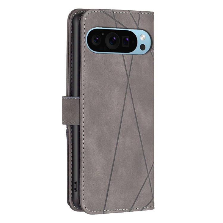 For Google Pixel 9 Pro Magnetic Buckle Rhombus Texture Leather Phone Case(Grey) - Google Cases by PMC TechLife | Online Shopping South Africa | PMC TechLife | Buy Now Pay Later Mobicred