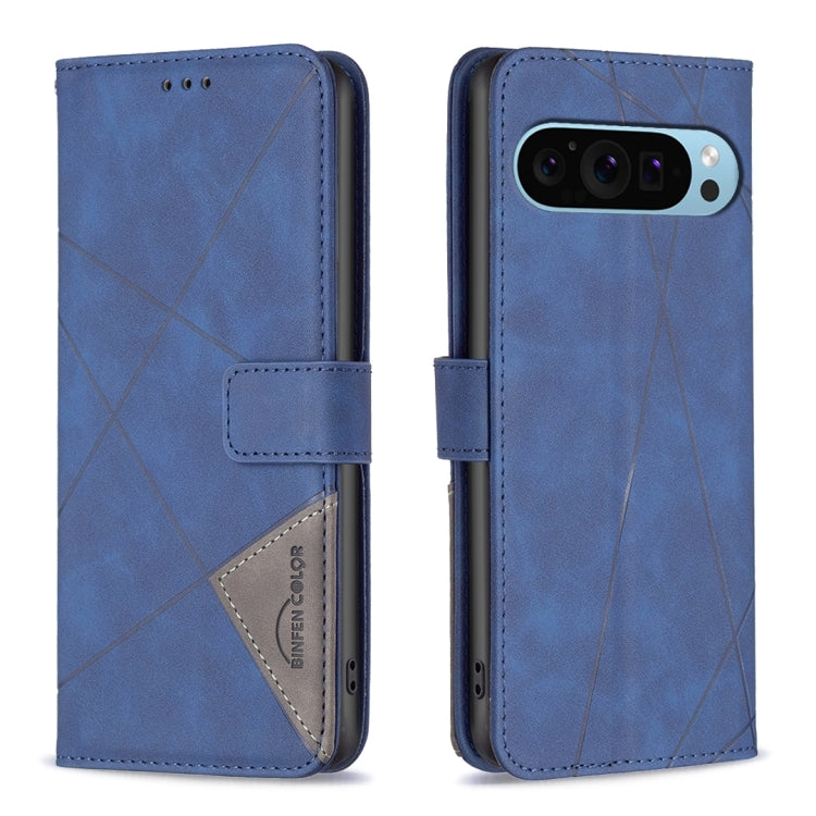 For Google Pixel 9 Pro Magnetic Buckle Rhombus Texture Leather Phone Case(Blue) - free shipping - PMC TechLife - Order now!