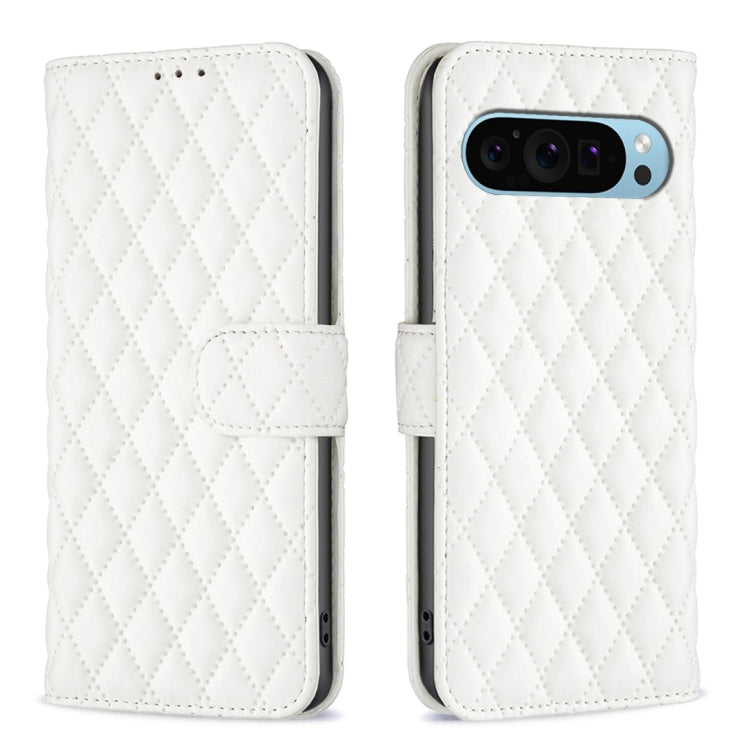 For Google Pixel 9 Pro Diamond Lattice Wallet Leather Flip Phone Case(White) - Google Cases by PMC TechLife | Online Shopping South Africa | PMC TechLife | Buy Now Pay Later Mobicred
