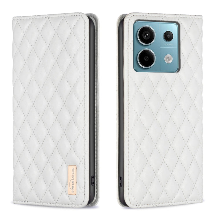 For Xiaomi Redmi Note 13 Pro 5G Diamond Lattice Magnetic Leather Flip Phone Case(White) - Xiaomi Cases by PMC TechLife | Online Shopping South Africa | PMC TechLife | Buy Now Pay Later Mobicred