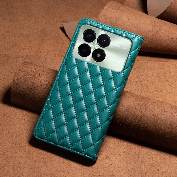 For Xiaomi Redmi K70E Diamond Lattice Magnetic Leather Flip Phone Case(Green) - K70E Cases by PMC TechLife | Online Shopping South Africa | PMC TechLife