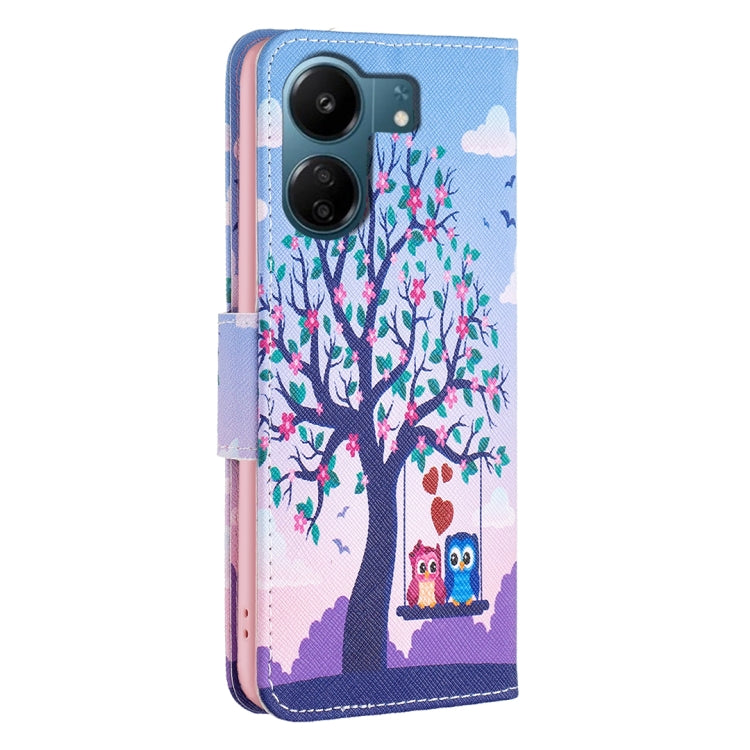 For Xiaomi Redmi 13C Colored Drawing Pattern Leather Phone Case(Owl) - 13C Cases by PMC TechLife | Online Shopping South Africa | PMC TechLife | Buy Now Pay Later Mobicred