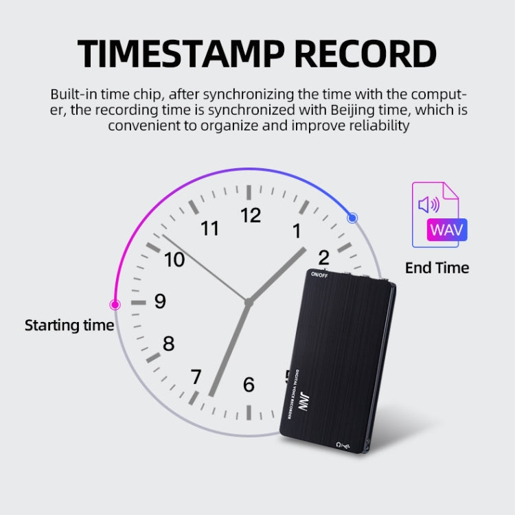 JNN M2 Ultra-thin HD Noise Reduction Intelligent Control Voice Voice Recorder, Capacity:16GB(Black) - free shipping - PMC Jewellery - Order now!