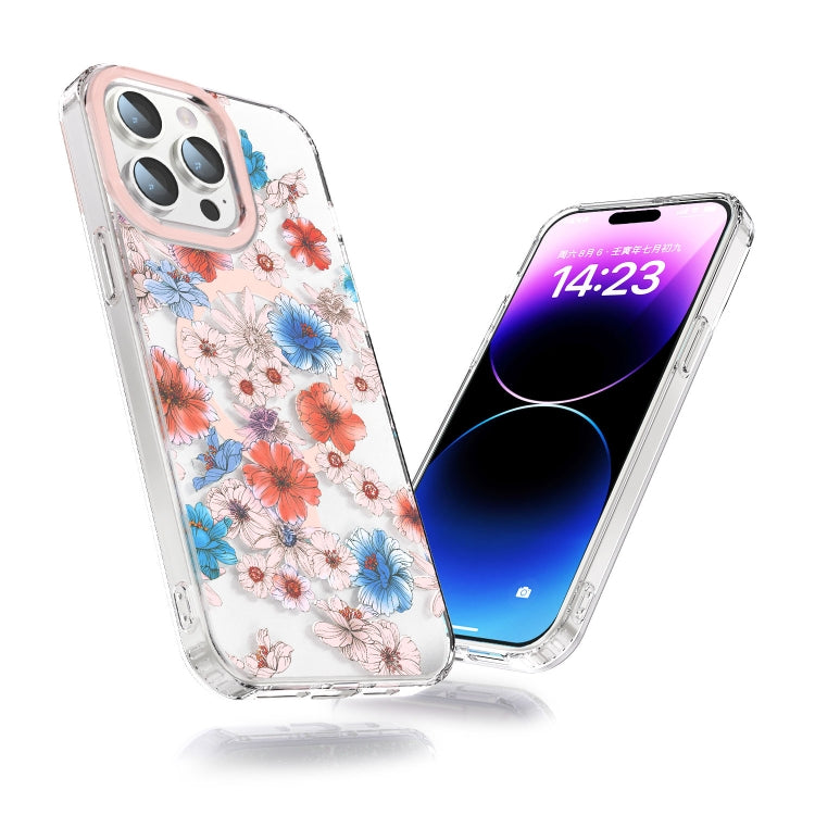 For iPhone 13 Pro MagSafe Magnetic TPU Phone Case(White Blue Flower) - iPhone 13 Pro Cases by PMC TechLife | Online Shopping South Africa | PMC TechLife