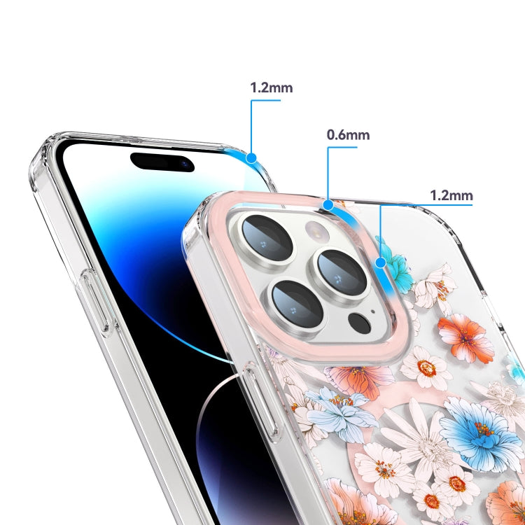 For iPhone 13 Pro MagSafe Magnetic TPU Phone Case(White Blue Flower) - iPhone 13 Pro Cases by PMC TechLife | Online Shopping South Africa | PMC TechLife