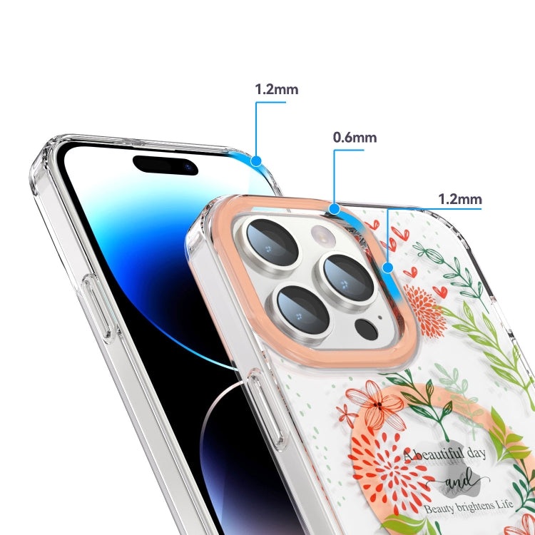 For iPhone 15 Plus MagSafe Magnetic TPU Phone Case(Red Flowers and Green Leaves) - iPhone 15 Plus Cases by PMC TechLife | Online Shopping South Africa | PMC TechLife