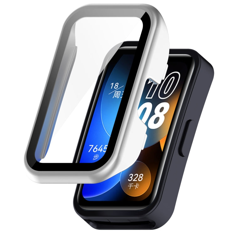 For Huawei Band 9 / 8 PC + Tempered Film Integrated Protective Watch Case(Matte Silver) - Watch Cases by PMC TechLife | Online Shopping South Africa | PMC TechLife