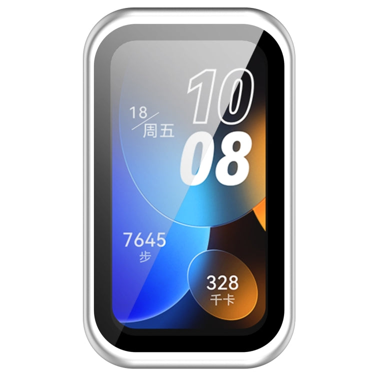 For Huawei Band 9 / 8 PC + Tempered Film Integrated Protective Watch Case(Matte Silver) - Watch Cases by PMC TechLife | Online Shopping South Africa | PMC TechLife