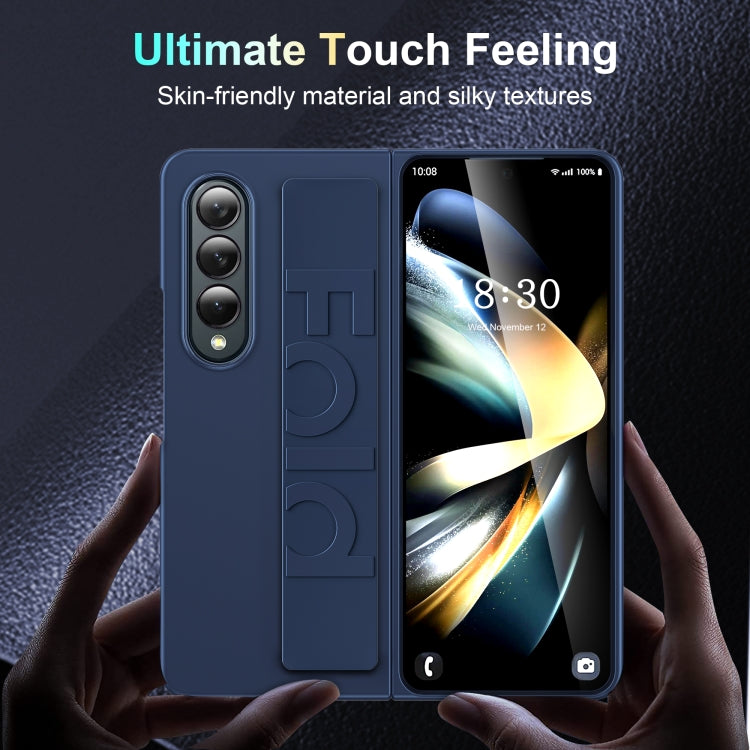 For Samsung Galaxy Z Fold4 Silicone Wristband Holder Foldable Phone Case(Blue) - Galaxy Z Fold4 5G Cases by PMC TechLife | Online Shopping South Africa | PMC TechLife