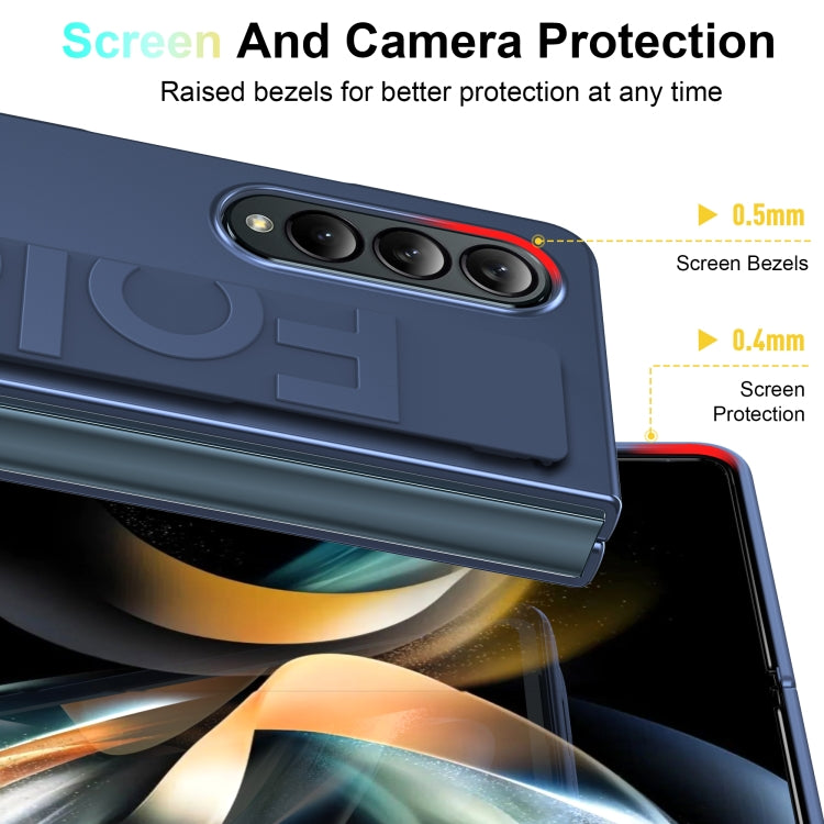 For Samsung Galaxy Z Fold4 Silicone Wristband Holder Foldable Phone Case(Blue) - Galaxy Z Fold4 5G Cases by PMC TechLife | Online Shopping South Africa | PMC TechLife
