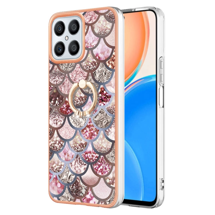For Honor X8 4G Electroplating IMD TPU Phone Case with Ring(Pink Scales) - Honor Cases by PMC TechLife | Online Shopping South Africa | PMC TechLife | Buy Now Pay Later Mobicred