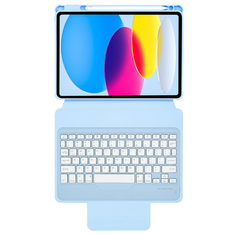 For iPad 11 2025 / 10th Gen 10.9 2022 F10B 360 Rotation Acrylic Transparent Bluetooth Keyboard Leather Case(Blue) - Universal by PMC TechLife | Online Shopping South Africa | PMC TechLife | Buy Now Pay Later Mobicred