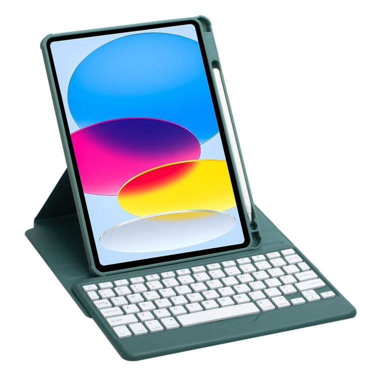 For iPad 10th Gen 10.9 2022 F10B 360 Rotation Acrylic Transparent Bluetooth Keyboard Leather Case(Green) - Universal by PMC TechLife | Online Shopping South Africa | PMC TechLife