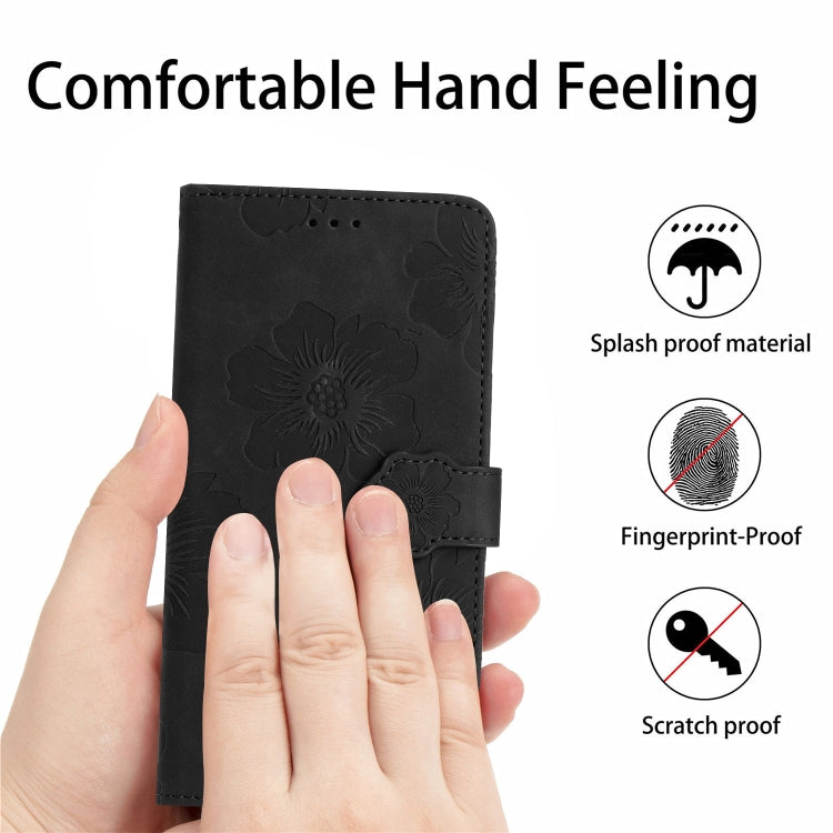 For OPPO A38 Flower Embossing Pattern Leather Phone Case(Black) - A38 Cases by PMC TechLife | Online Shopping South Africa | PMC TechLife | Buy Now Pay Later Mobicred