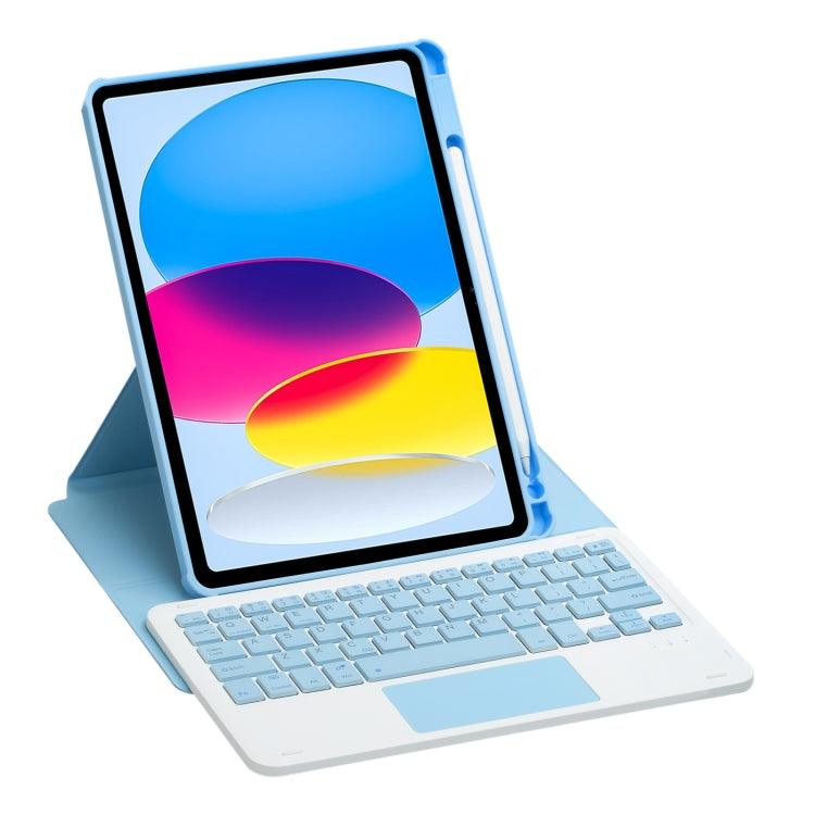 For iPad 10th Gen 10.9 2022 F10B-A 360 Rotation Acrylic Transparent Bluetooth Keyboard Leather Case With Touch Control(Blue) - Universal by PMC TechLife | Online Shopping South Africa | PMC TechLife