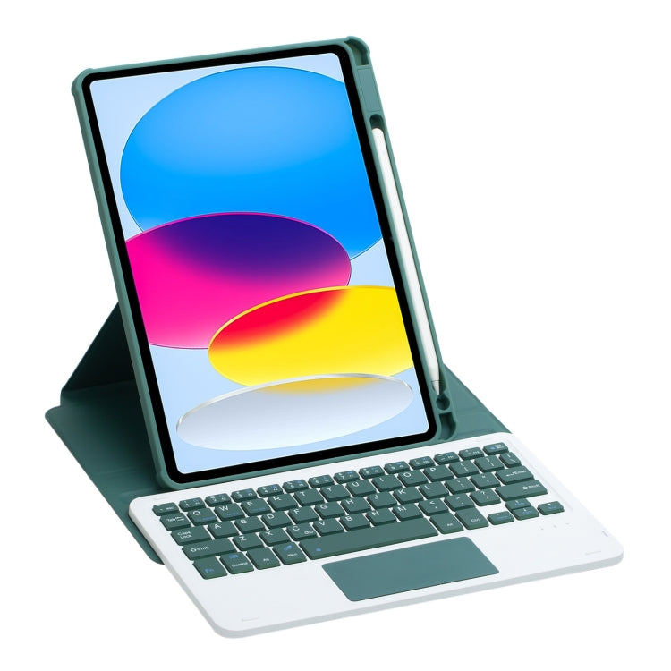 For iPad 10th Gen 10.9 2022 F10B-A 360 Rotation Acrylic Transparent Bluetooth Keyboard Leather Case With Touch Control(Green) - Universal by PMC TechLife | Online Shopping South Africa | PMC TechLife