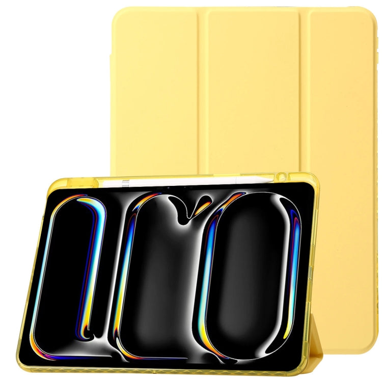 For iPad Pro 13 2024 Clear Acrylic 3-Fold Leather Tablet Case(Yellow) - free shipping - PMC TechLife - Order now!
