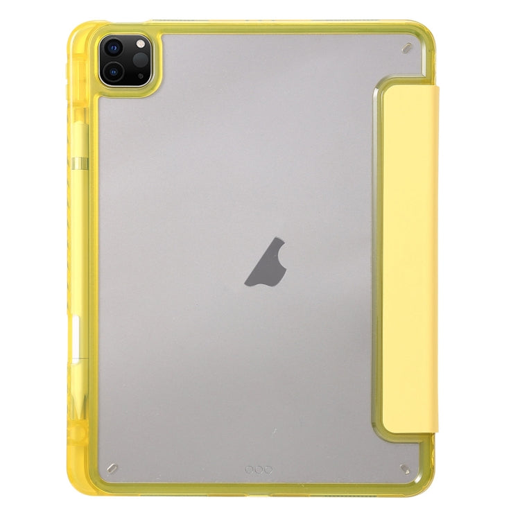 For iPad Pro 13 2024 Clear Acrylic 3-Fold Leather Tablet Case(Yellow) - free shipping - PMC TechLife - Order now!