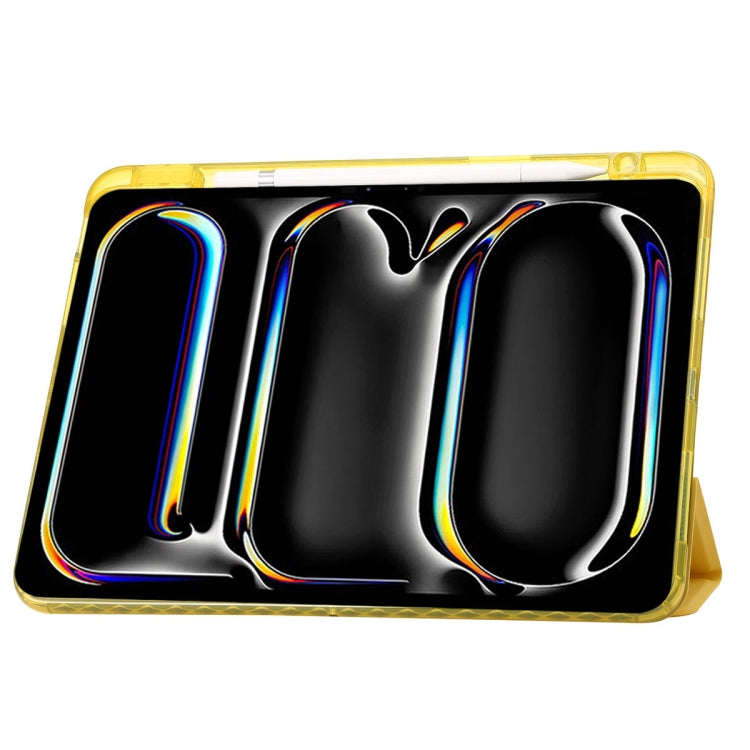 For iPad Pro 13 2024 Clear Acrylic 3-Fold Leather Tablet Case(Yellow) - free shipping - PMC TechLife - Order now!