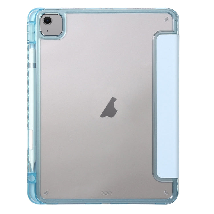 For iPad Air 11 2024 Clear Acrylic 3-Fold Leather Tablet Case(Ice Blue) - iPad Air 11 2024 Cases by PMC TechLife | Online Shopping South Africa | PMC TechLife | Buy Now Pay Later Mobicred