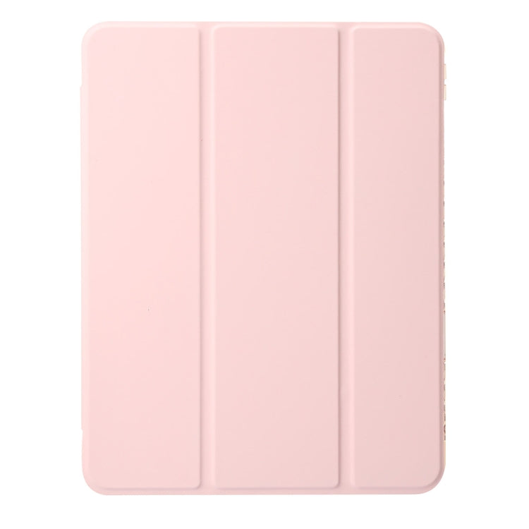 For iPad Air 13 2024 Clear Acrylic 3-Fold Leather Tablet Case(Pink) - iPad Air 13 2024 Cases by PMC TechLife | Online Shopping South Africa | PMC TechLife | Buy Now Pay Later Mobicred