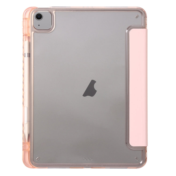 For iPad Air 13 2024 Clear Acrylic 3-Fold Leather Tablet Case(Pink) - iPad Air 13 2024 Cases by PMC TechLife | Online Shopping South Africa | PMC TechLife | Buy Now Pay Later Mobicred