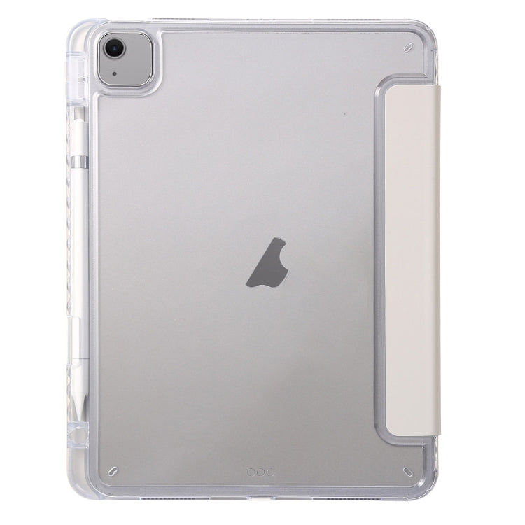 For iPad Air 13 2024 Clear Acrylic 3-Fold Leather Tablet Case(Grey) - iPad Air 13 2024 Cases by PMC TechLife | Online Shopping South Africa | PMC TechLife | Buy Now Pay Later Mobicred
