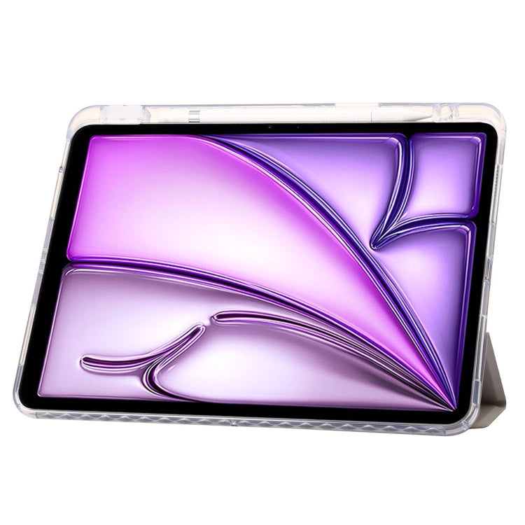 For iPad Air 13 2024 Clear Acrylic 3-Fold Leather Tablet Case(Grey) - iPad Air 13 2024 Cases by PMC TechLife | Online Shopping South Africa | PMC TechLife | Buy Now Pay Later Mobicred
