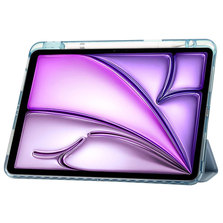 For iPad Air 13 2025 / 2024 Clear Acrylic 3-Fold Leather Tablet Case(Ice Blue) - iPad Air 13 2025 / 2024 Cases by PMC TechLife | Online Shopping South Africa | PMC TechLife | Buy Now Pay Later Mobicred