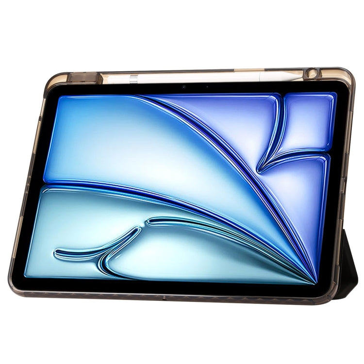 For iPad Pro 11 2024 Clear Acrylic 3-Fold Leather Tablet Case(Black) - iPad Pro 11 2024 Cases by PMC TechLife | Online Shopping South Africa | PMC TechLife | Buy Now Pay Later Mobicred